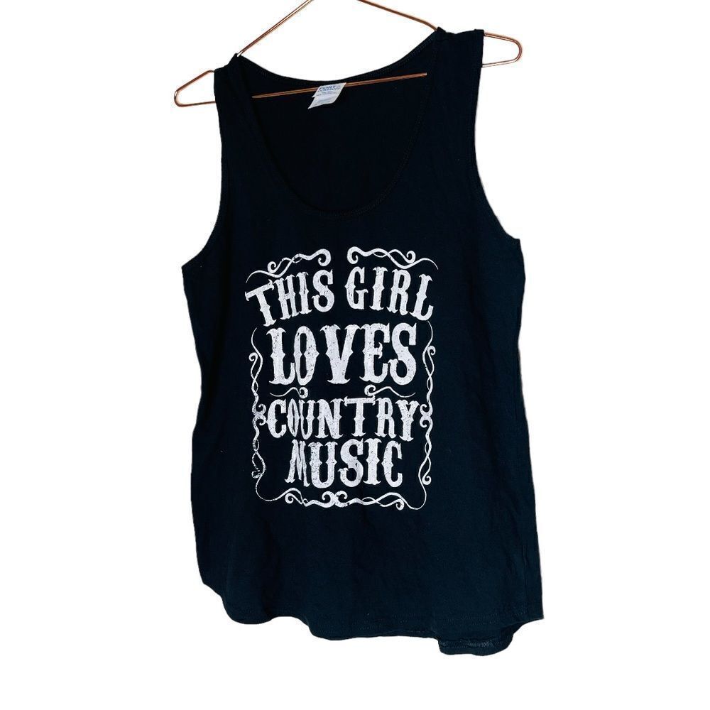 EUC ANGL Black This Girl Loves Country Music Graphic Tank Medium